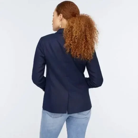 J. CREW Tall Parke Blazer Stretch Linen Navy Blue Sz 2 {K14}